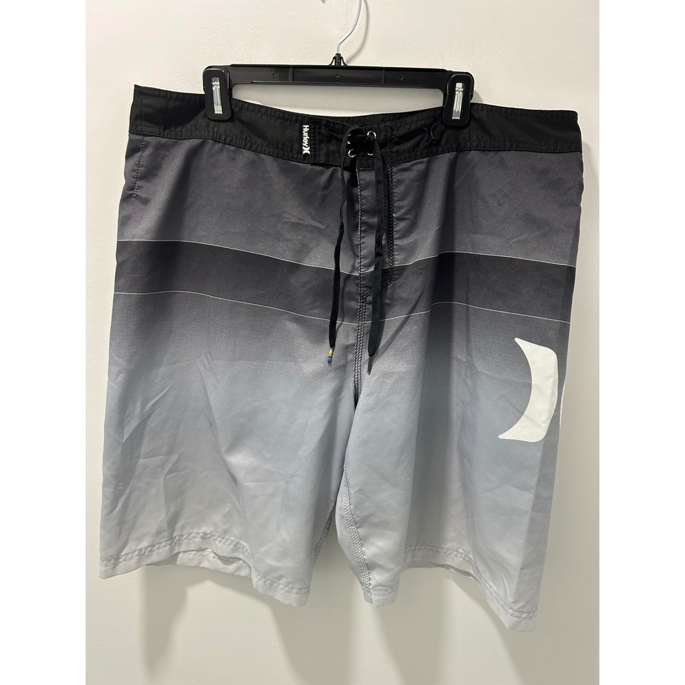 Hurley Men Board Shorts Grey Black Ombre Gradient Swim Trunks Size 40 MBS0002790